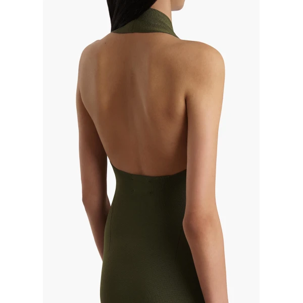 Khaite Mahi Dress in Olive, view 6