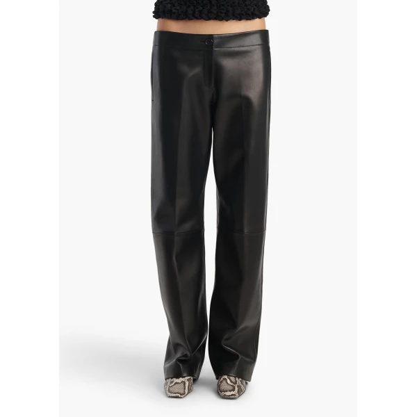 Khaite Mita Pant in Black Leather, view 3
