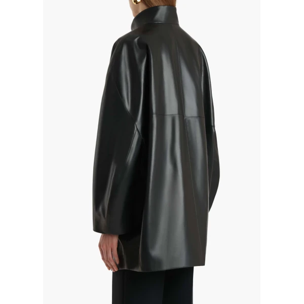 Khaite Mura Coat in Black Leather, view 4