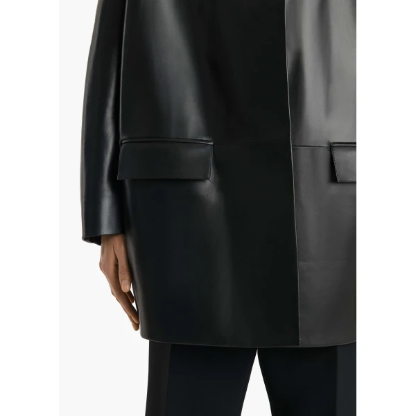 Khaite Mura Coat in Black Leather, view 5
