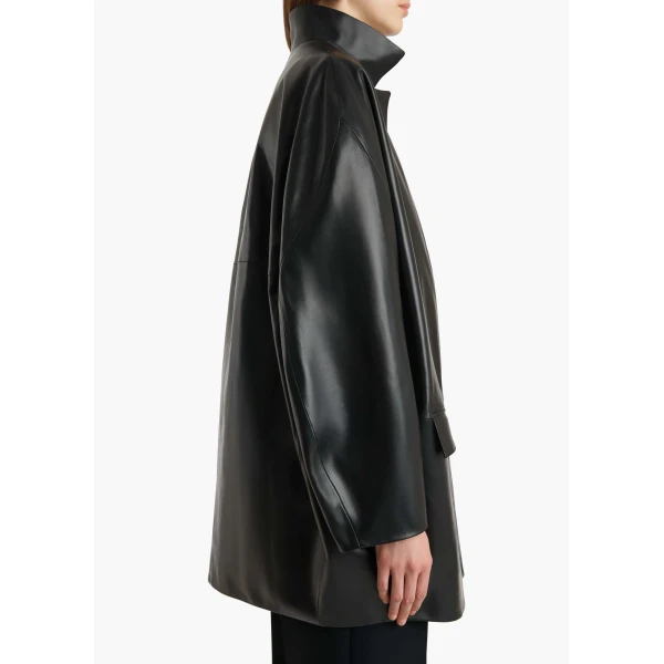 Khaite Mura Coat in Black Leather, view 6