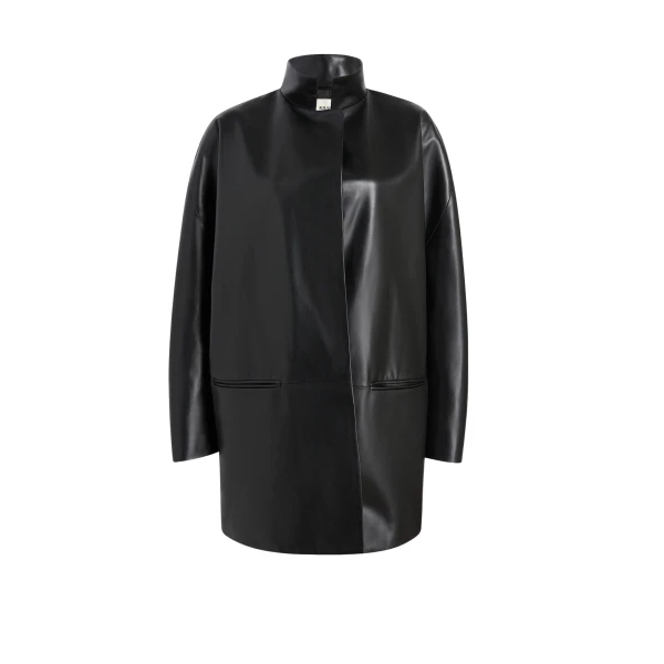 Mura Coat in Black Leather