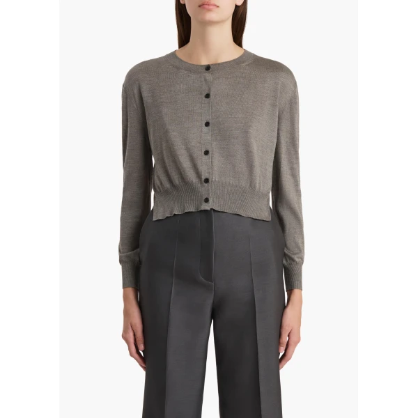 Khaite Nadyne Cardigan in Sterling, view 3