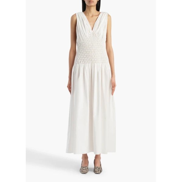 Khaite Nola Dress in Chalk Cotton, view 2