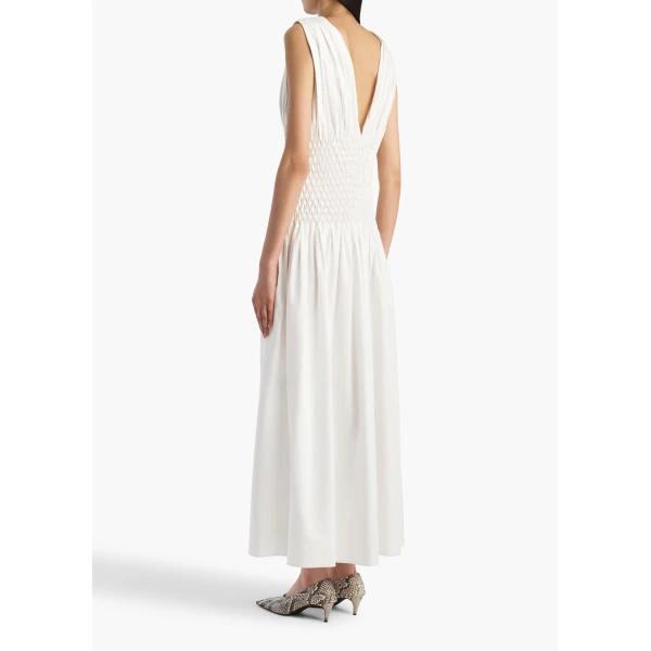 Khaite Nola Dress in Chalk Cotton, view 3