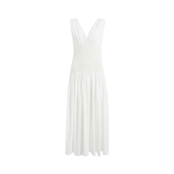 Khaite Nola Dress in Chalk Cotton