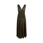 Khaite Nola Dress in Dark Olive Silk