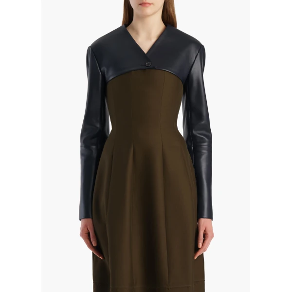 Khaite Onno Jacket in Dark Navy Leather, view 3