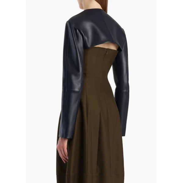 Khaite Onno Jacket in Dark Navy Leather, view 4
