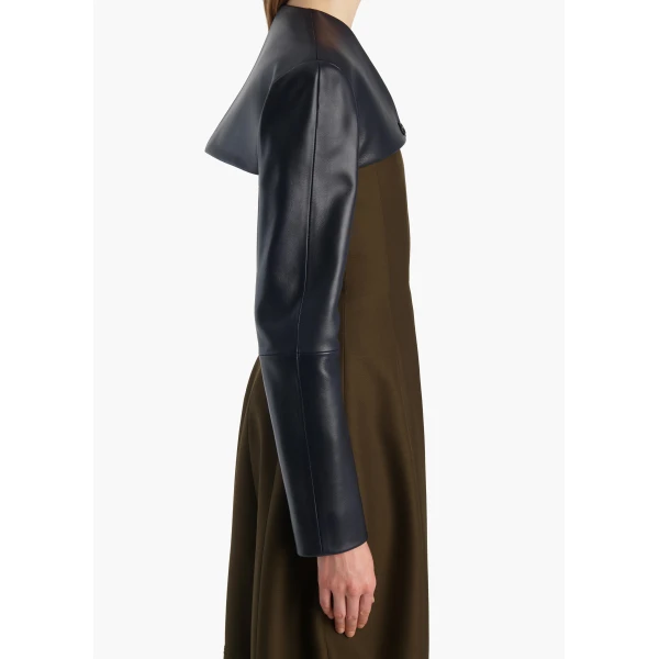 Khaite Onno Jacket in Dark Navy Leather, view 6