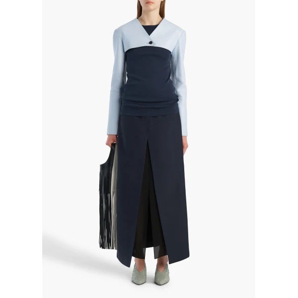 Khaite Onno Jacket in Sky Blue Leather, view 2