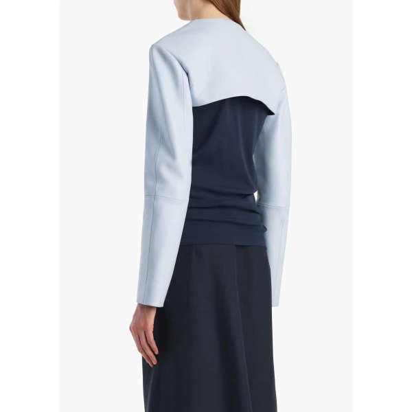 Khaite Onno Jacket in Sky Blue Leather, view 4
