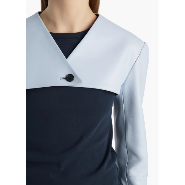 Khaite Onno Jacket in Sky Blue Leather, view 5