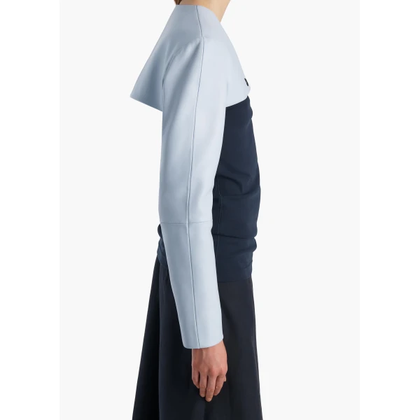 Khaite Onno Jacket in Sky Blue Leather, view 6