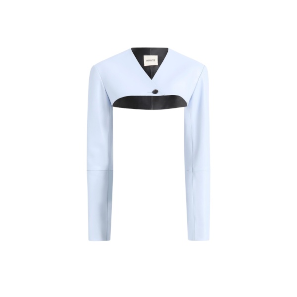 Khaite Onno Jacket in Sky Blue Leather