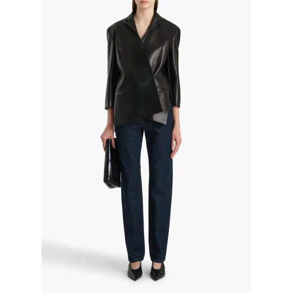 Khaite Palto Jacket in Black Leather, view 2