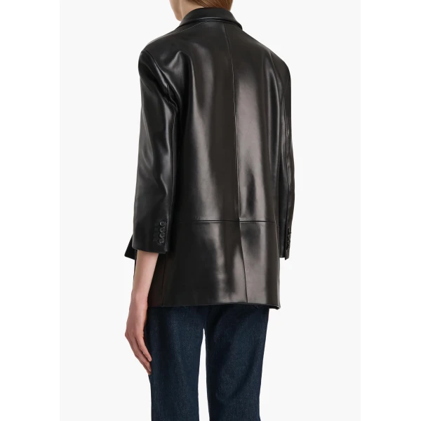 Khaite Palto Jacket in Black Leather, view 4