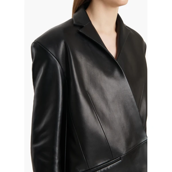 Khaite Palto Jacket in Black Leather, view 5