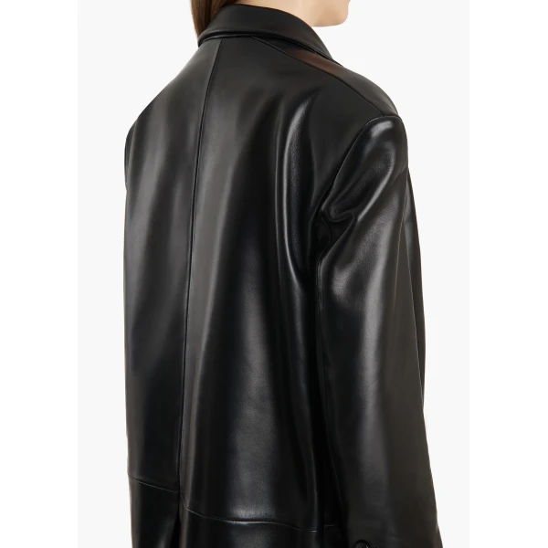 Khaite Palto Jacket in Black Leather, view 6