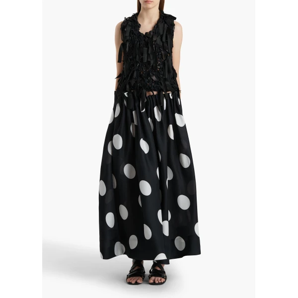 Khaite Riley Skirt in Black with White Dots, view 2