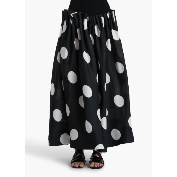 Khaite Riley Skirt in Black with White Dots, view 3