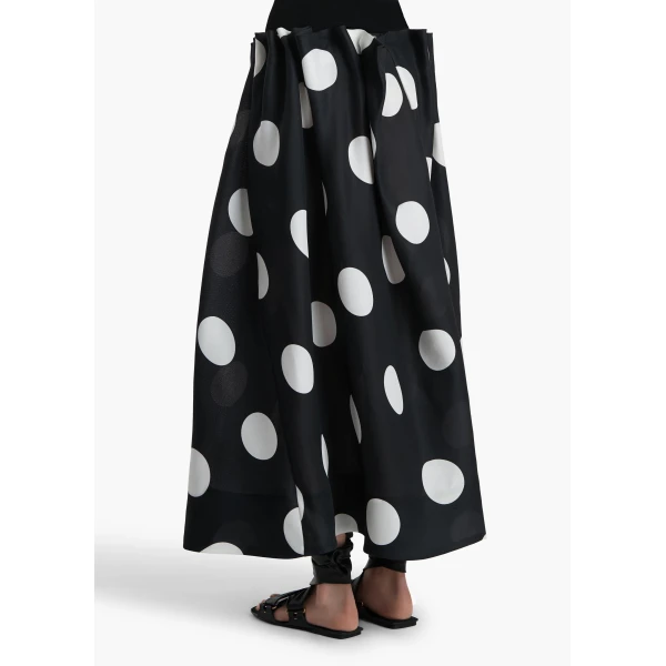 Khaite Riley Skirt in Black with White Dots, view 4