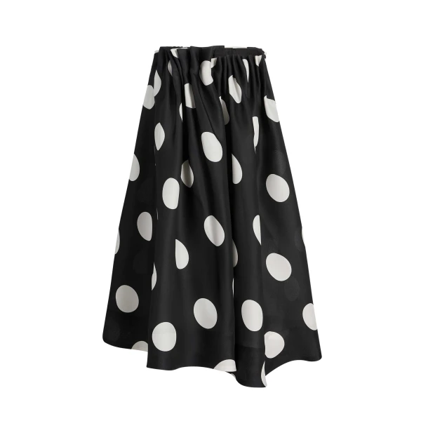 Khaite Riley Skirt in Black with White Dots
