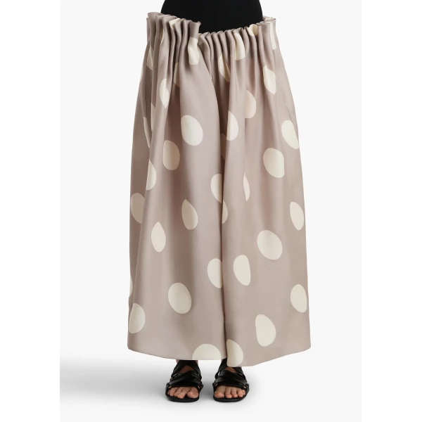 Khaite Riley Skirt in Tea Stain with White Dots, view 3