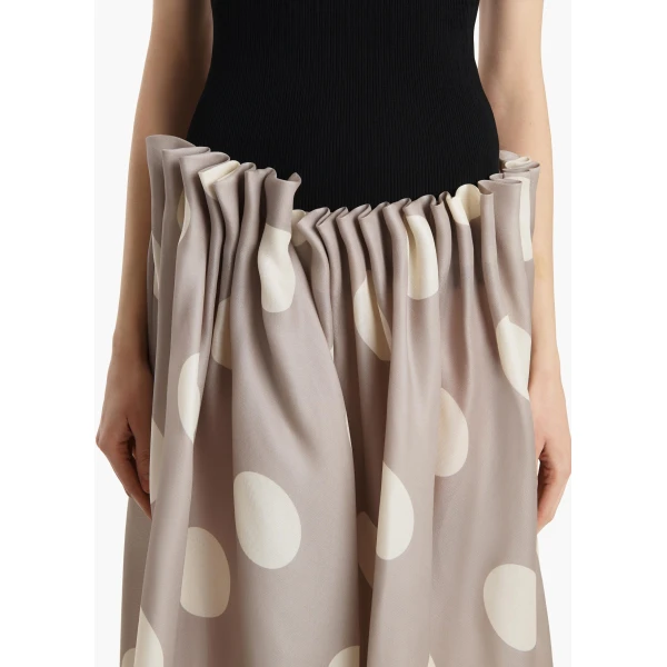 Khaite Riley Skirt in Tea Stain with White Dots, view 5
