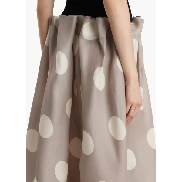 Khaite Riley Skirt in Tea Stain with White Dots, view 6
