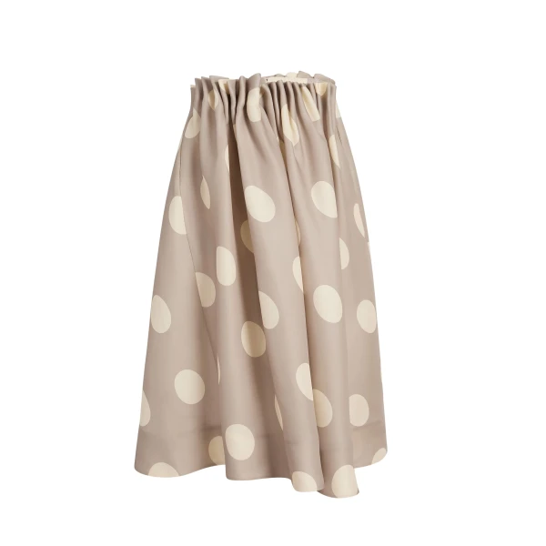 Khaite Riley Skirt in Tea Stain with White Dots