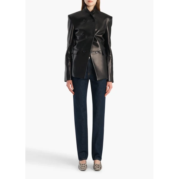 Khaite Rolo Jacket in Black Leather, view 2
