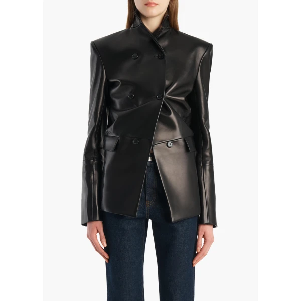 Khaite Rolo Jacket in Black Leather, view 3