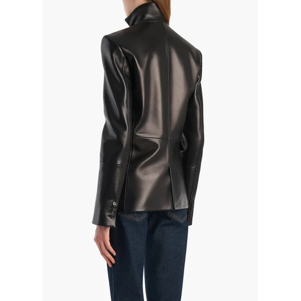 Khaite Rolo Jacket in Black Leather, view 4