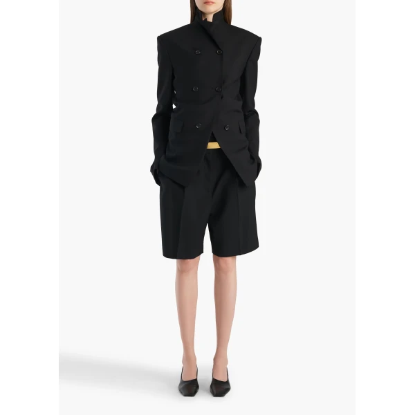 Khaite Rolo Jacket in Black Wool Silk, view 2