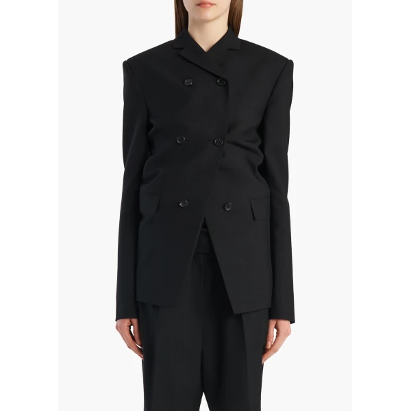 Khaite Rolo Jacket in Black Wool Silk, view 3