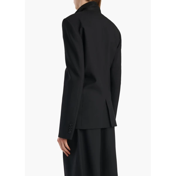 Khaite Rolo Jacket in Black Wool Silk, view 4