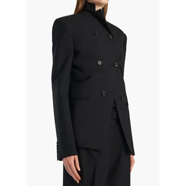Khaite Rolo Jacket in Black Wool Silk, view 5