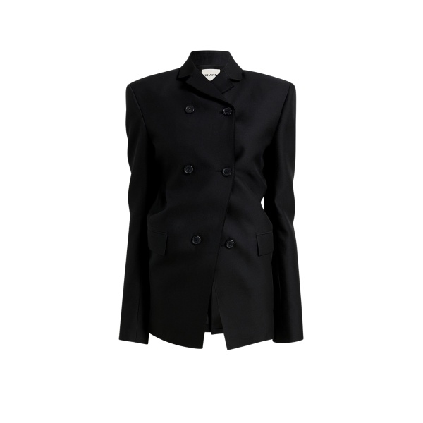 Khaite Rolo Jacket in Black Wool Silk