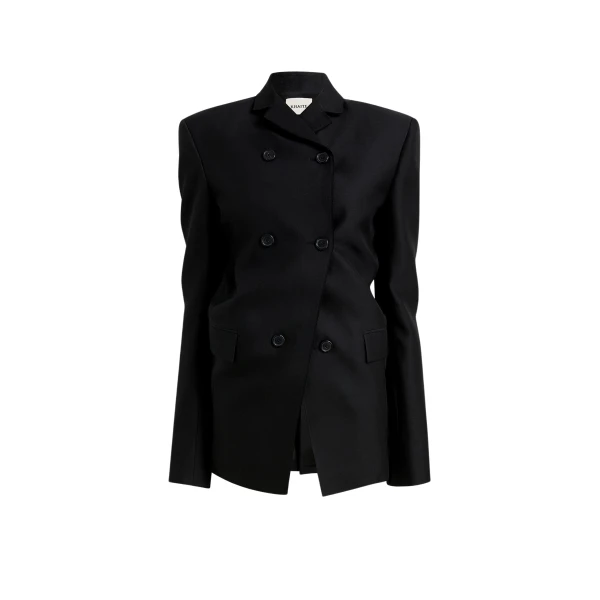 Khaite Rolo Jacket in Black Wool Silk