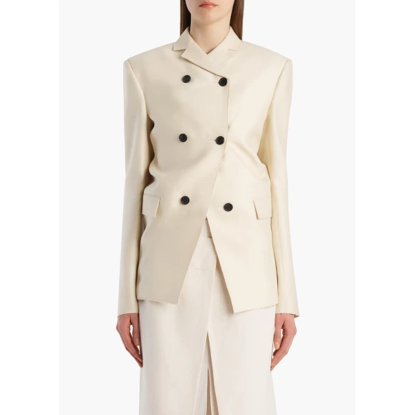 Khaite Rolo Jacket in Ivory Glow, view 3