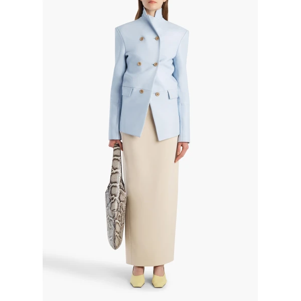 Khaite Rolo Jacket in Sky Blue Leather, view 2