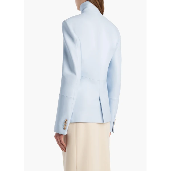 Khaite Rolo Jacket in Sky Blue Leather, view 4