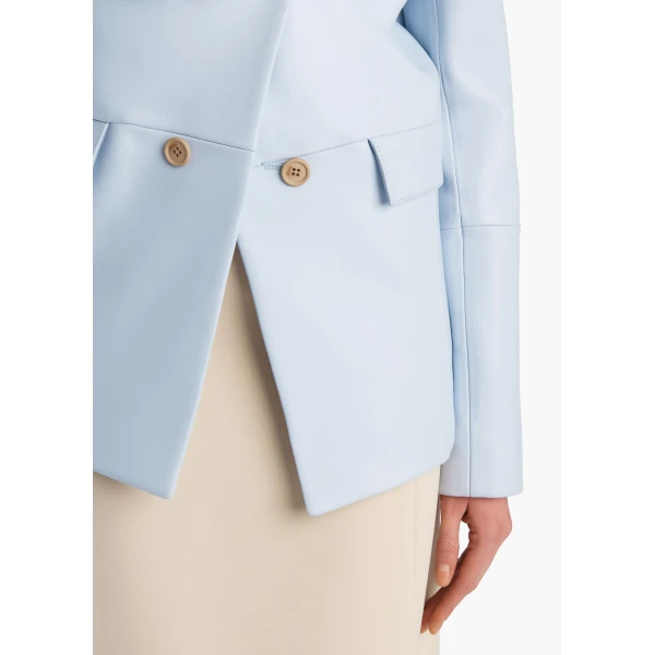 Khaite Rolo Jacket in Sky Blue Leather, view 6