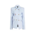 Khaite Rolo Jacket in Sky Blue Leather