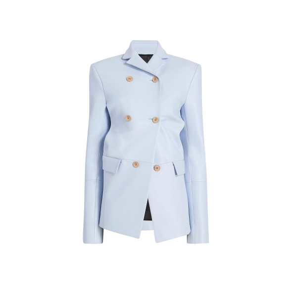Khaite Rolo Jacket in Sky Blue Leather
