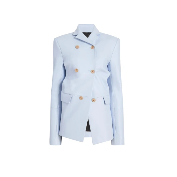 Khaite Rolo Jacket in Sky Blue Leather