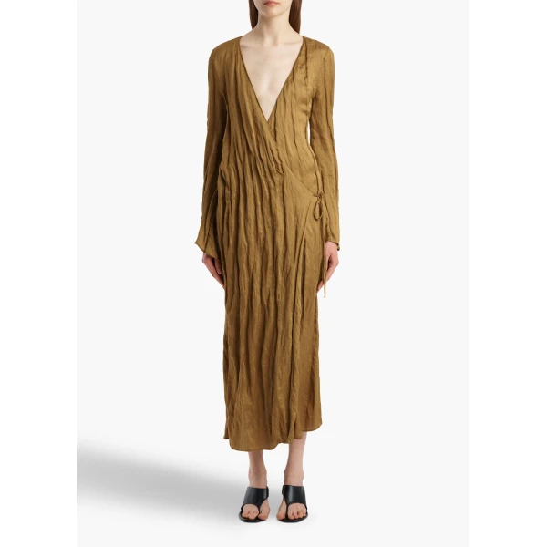 Khaite Rommi Dress in Golden Ochre, view 2