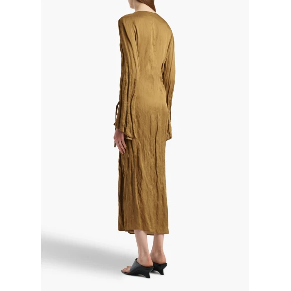 Khaite Rommi Dress in Golden Ochre, view 3