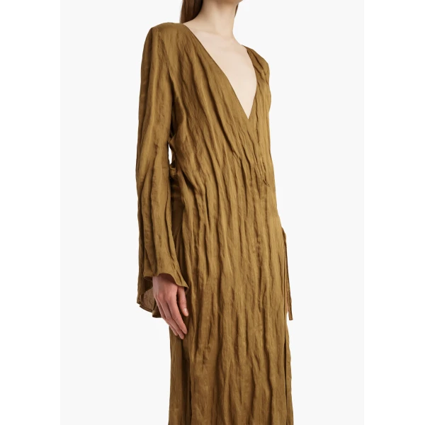 Khaite Rommi Dress in Golden Ochre, view 4
